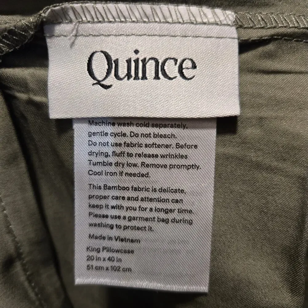 New Quince Organic Bamboo Viscose Sheet Set 4pc King 2 Shams Dusty Olive